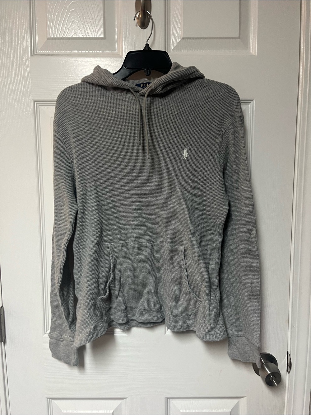Ralph Lauren Gray Waffle-Knit Hooded Pullover